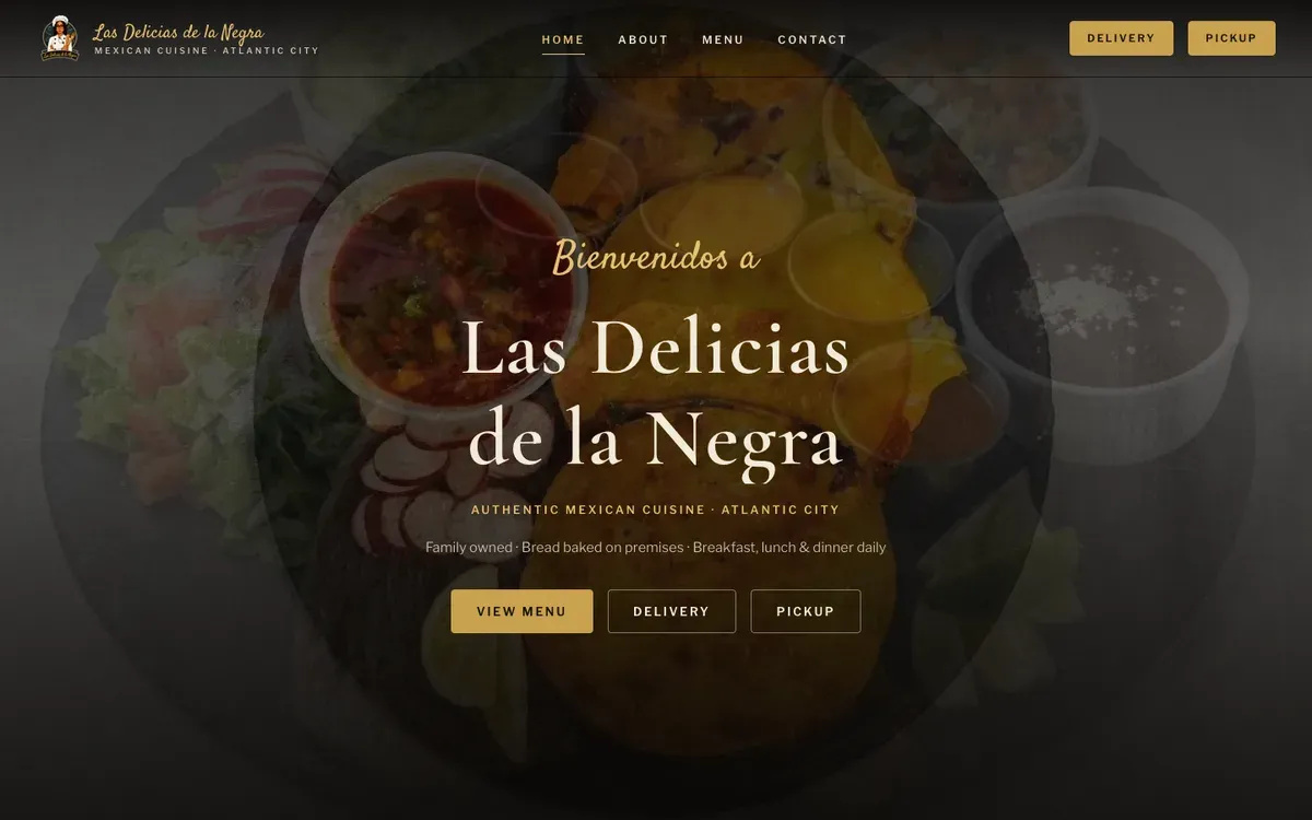 Screenshot of the Las Delicias de la Negra website